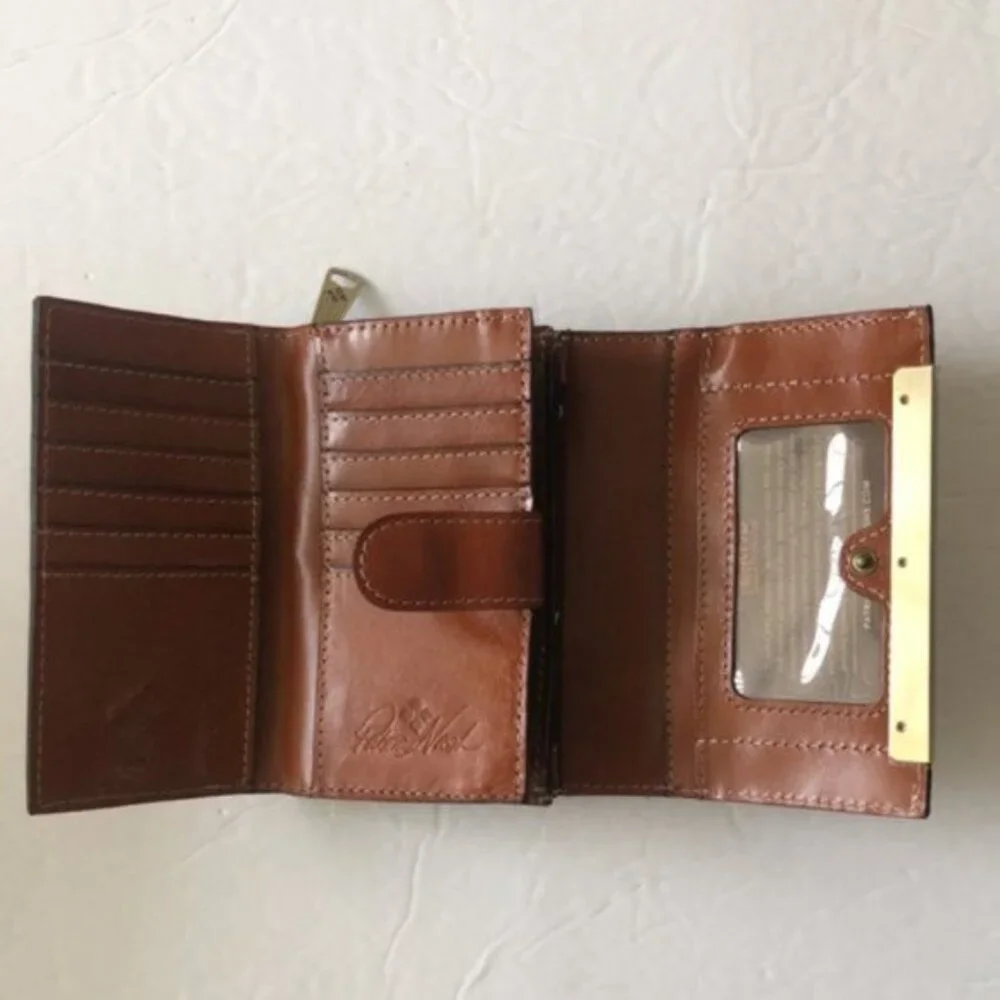 Patricia Nash Wallet Tooled Tri-fold Cametti Leather Florence Brown
